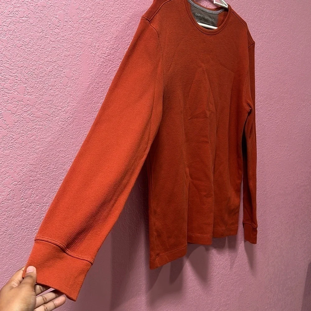 BANANA REPUBLIC Men’s Orange Waffle Knit Sweater Size L